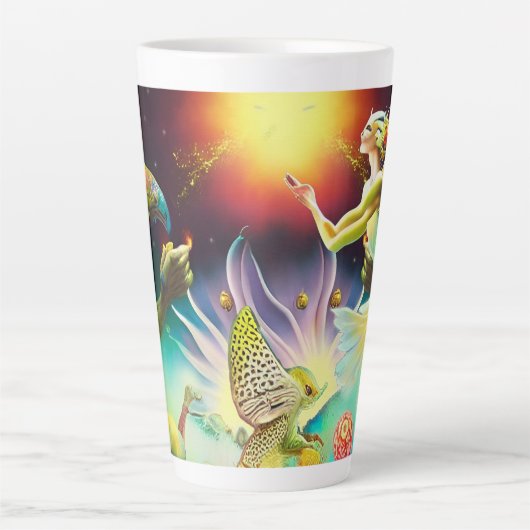 Een tijd van vergoedingsolieverfschilderij latte mok (Voorkant)