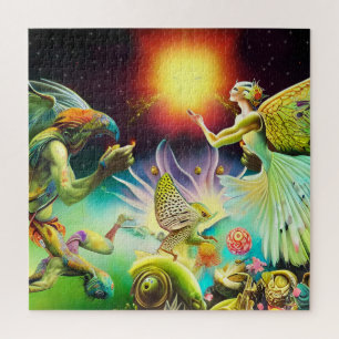 Een tijd van vergoedingsolieverfschilderij legpuzzel