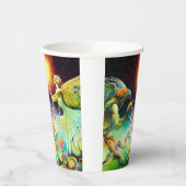 Een tijd van vergoedingsolieverfschilderij papieren bekers (Links)