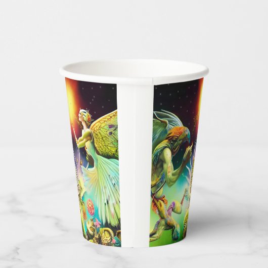 Een tijd van vergoedingsolieverfschilderij papieren bekers (Rechts)