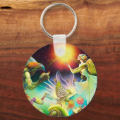 Een tijd van vergoedingsolieverfschilderij sleutelhanger (Voorkant)