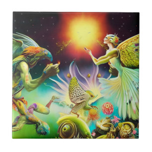 Een tijd van vergoedingsolieverfschilderij tegeltje