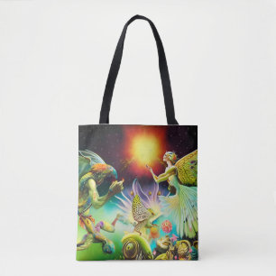 Een tijd van vergoedingsolieverfschilderij tote bag