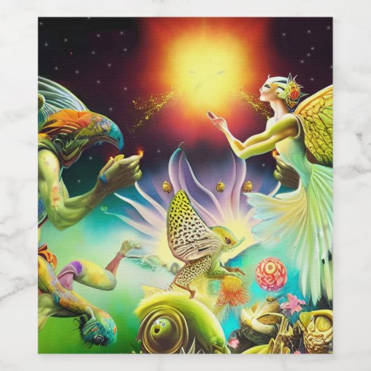 Een tijd van vergoedingsolieverfschilderij wijn etiket (Enkel label)