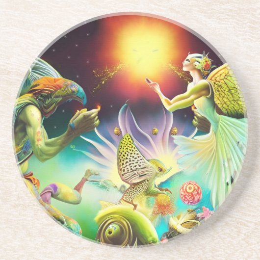 Een tijd van vergoedingsolieverfschilderij zandsteen onderzetter (Voorkant)