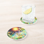 Een tijd van vergoedingsolieverfschilderij zandsteen onderzetter (Zijkant)