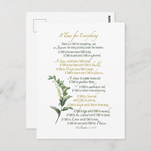 Een tijd voor alles - Prediker 3: 1-8 Briefkaart (Voorkant / Achterkant)