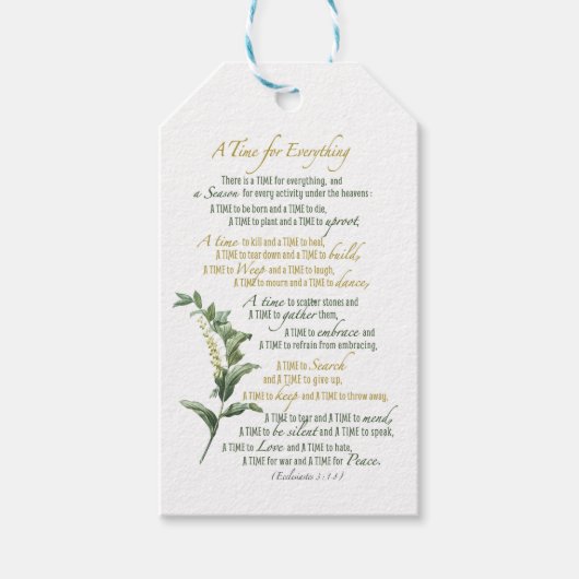 Een tijd voor alles - Prediker 3: 1-8 Cadeaulabel (Voorkant)