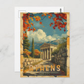 Een tijdloze reis:  Athens Travel Briefkaart (Voorkant / Achterkant)