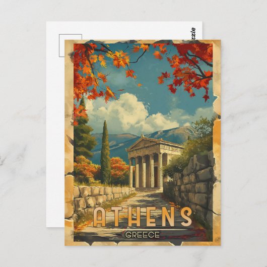 Een tijdloze reis:  Athens Travel Briefkaart (Voorkant / Achterkant)