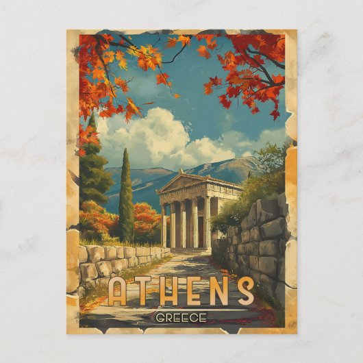 Een tijdloze reis:  Athens Travel Briefkaart (Voorkant)