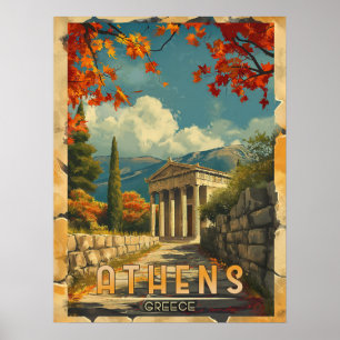 Een tijdloze reis:  Athens Travel Poster