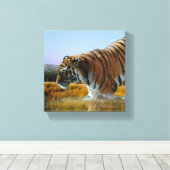 Een tijger die in het water wast canvas afdruk (Insitu (Houten vloer))