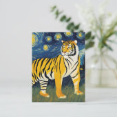 Een tijger in de Sterrennacht Briefkaart (Staand voorkant)
