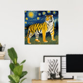 Een tijger in de Sterrennacht Poster (Thuiskantoor)