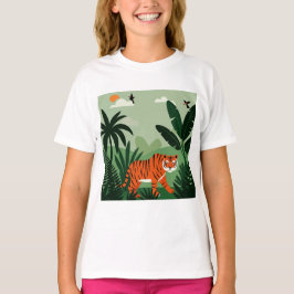 Een tijger in een tropisch bos t-shirt