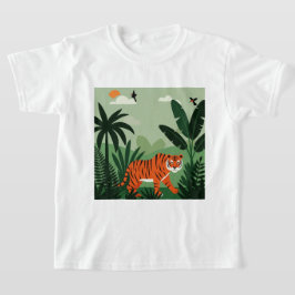 Een tijger in een tropisch bos t-shirt