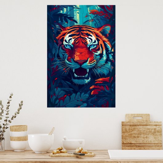 Een tijger in Oerwoud Poster Art Print Wall Art (Keuken)