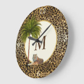 Een tijger leopard Pattern-monogram Grote Klok (Hoek)