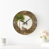 Een tijger leopard Pattern-monogram Grote Klok (Huis)