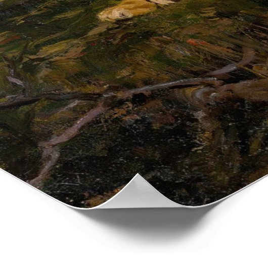 Een tijger onder de Russen in het monlicht Poster (Hoek)