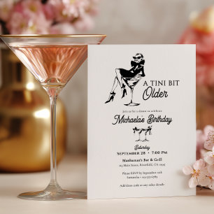 Een Tikkeltje Ouder Elegante Martini Verjaardag Kaart