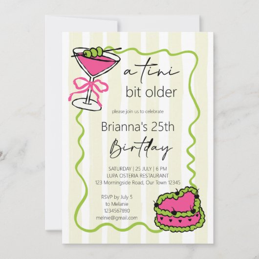 Een tikkeltje ouder handgetekend retro verjaardags kaart (Voorkant)