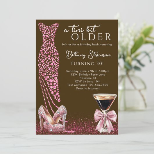 Een tikkeltje ouder Mocha Roze Glam Verjaardagsfee Kaart (Staand voorkant)