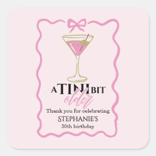 Een Tineke Beetje Oudere Martini Schattige Roze Ra Vierkante Sticker