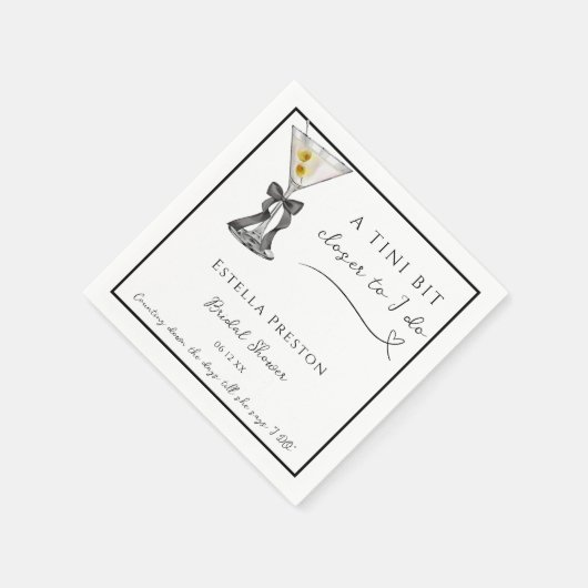 Een Tini Beetje Dichterbij Vuil Martini Bruidsfees Servet (Hoek)