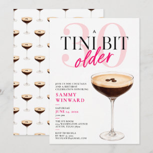 Een Tini Beetje Ouder 30e Verjaardags Cocktail Kaart