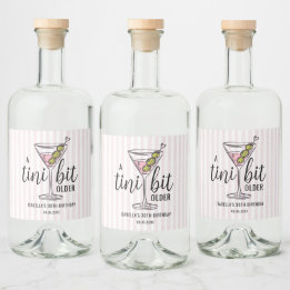 Een Tini Beetje Ouder Pink Martini Verjaardag Likeurfles Etiket
