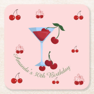 Een Tini Beetje Oudere Cherrytini Verjaardag Kartonnen Onderzetters