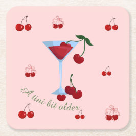 Een Tini Beetje Oudere Cherrytini Verjaardag Kartonnen Onderzetters