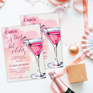 Een tini beetje oudere cocktail roze verjaardagsui briefkaart