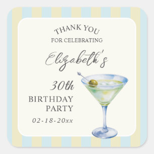 Een tini beetje oudere Martini-verjaardag dank je Vierkante Sticker