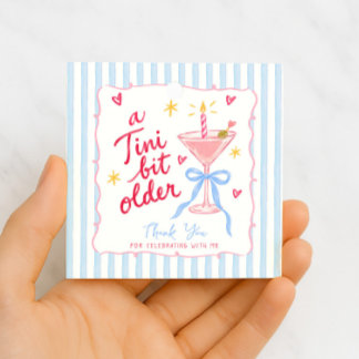 Een Tini Beetje Oudere Whimsical Martini Verjaarda Bedankjes Labels