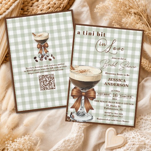 Een Tini Beetje Verliefd QR Code Espresso Bruidsfe Kaart
