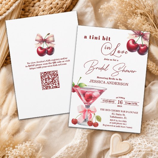 Een Tini Beetje Verliefd QR Code Martini Bruidsdou Kaart