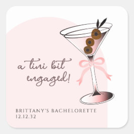 Een tini beetje verloofd Martini Roze Hen Party Vierkante Sticker