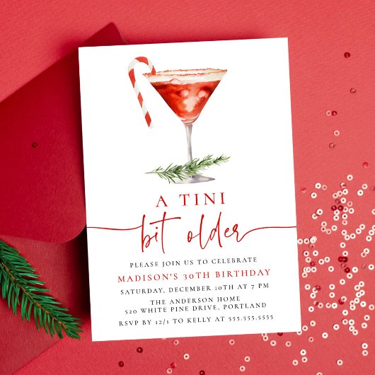 Een Tini Bit Older Candy Cane Martini Verjaardagsf Kaart