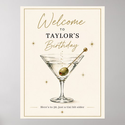 Een Tini Bit Older Martini Verjaardags Welkom Post Poster (Voorkant)