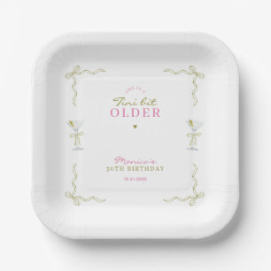 Een Tini Bit Older Roze en Groene Cocktail Verjaar Papieren Bordje