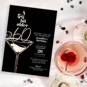 Een Tini Bit Ouder 60ste Verjaardag Cocktailparty Folie Uitnodiging
