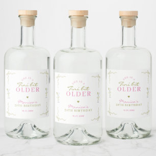 Een Tini Bit Ouder Roze en Groene Cocktail Verjaar Likeurfles Etiket