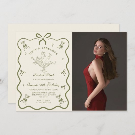 Een Tini Bit Oudere Martini Boog Vijftig Verjaarda Kaart (Voorkant / Achterkant)