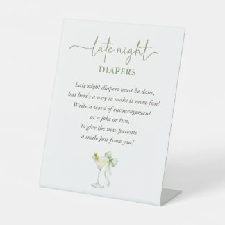 Een Tini Eén Baby Shower Elegante Late Night Luier Reclamebord Met Voetstuk