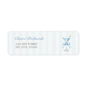 Een Tini Eén Blauwe Strepen Baby Shower Retouradre Etiket