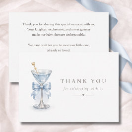 Een Tini Eén Blauwe Strik Martini Jongen Babyfeest Bedankkaart