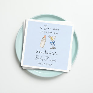 Een Tini Eén Is De Manier Blue Martini Baby Shower Servet